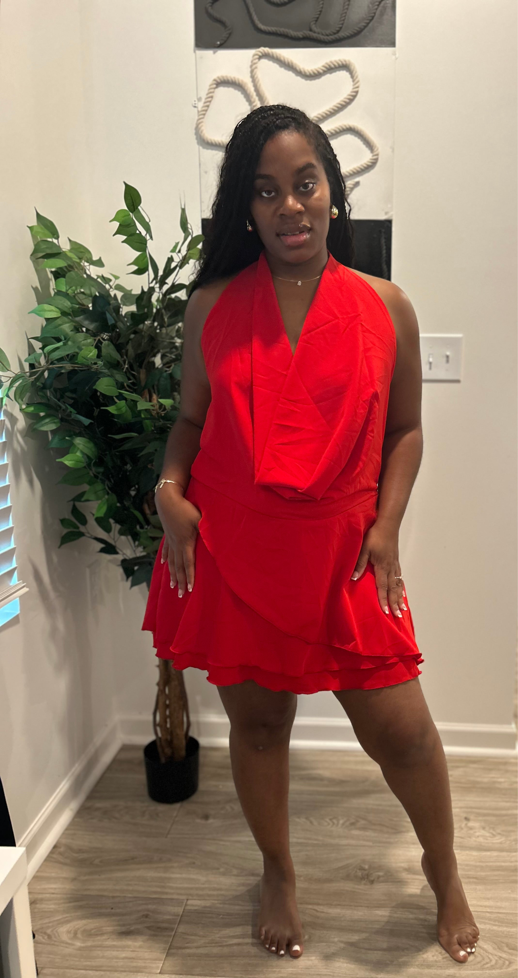 Red flair dress