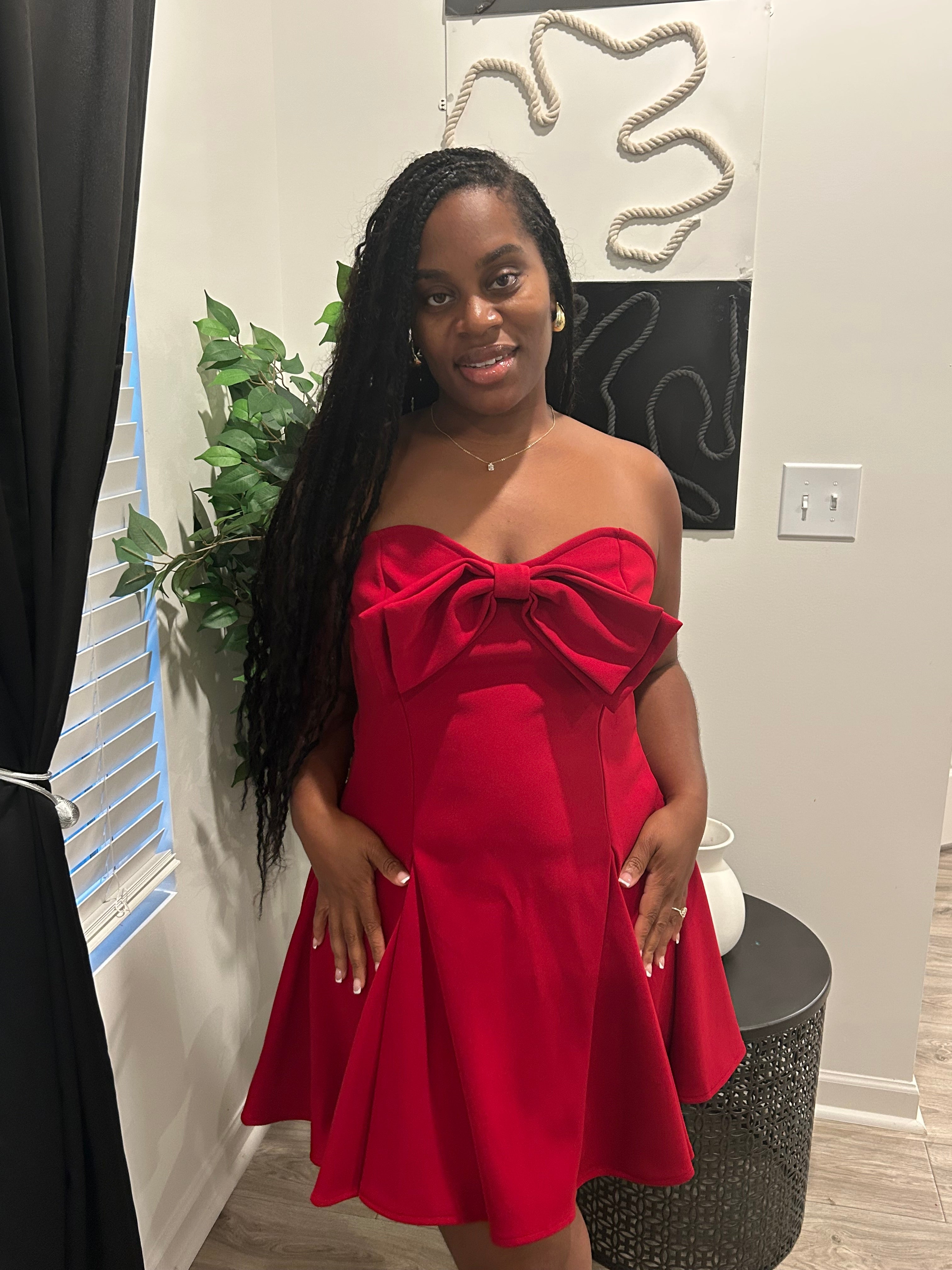 Burgundy bow dress