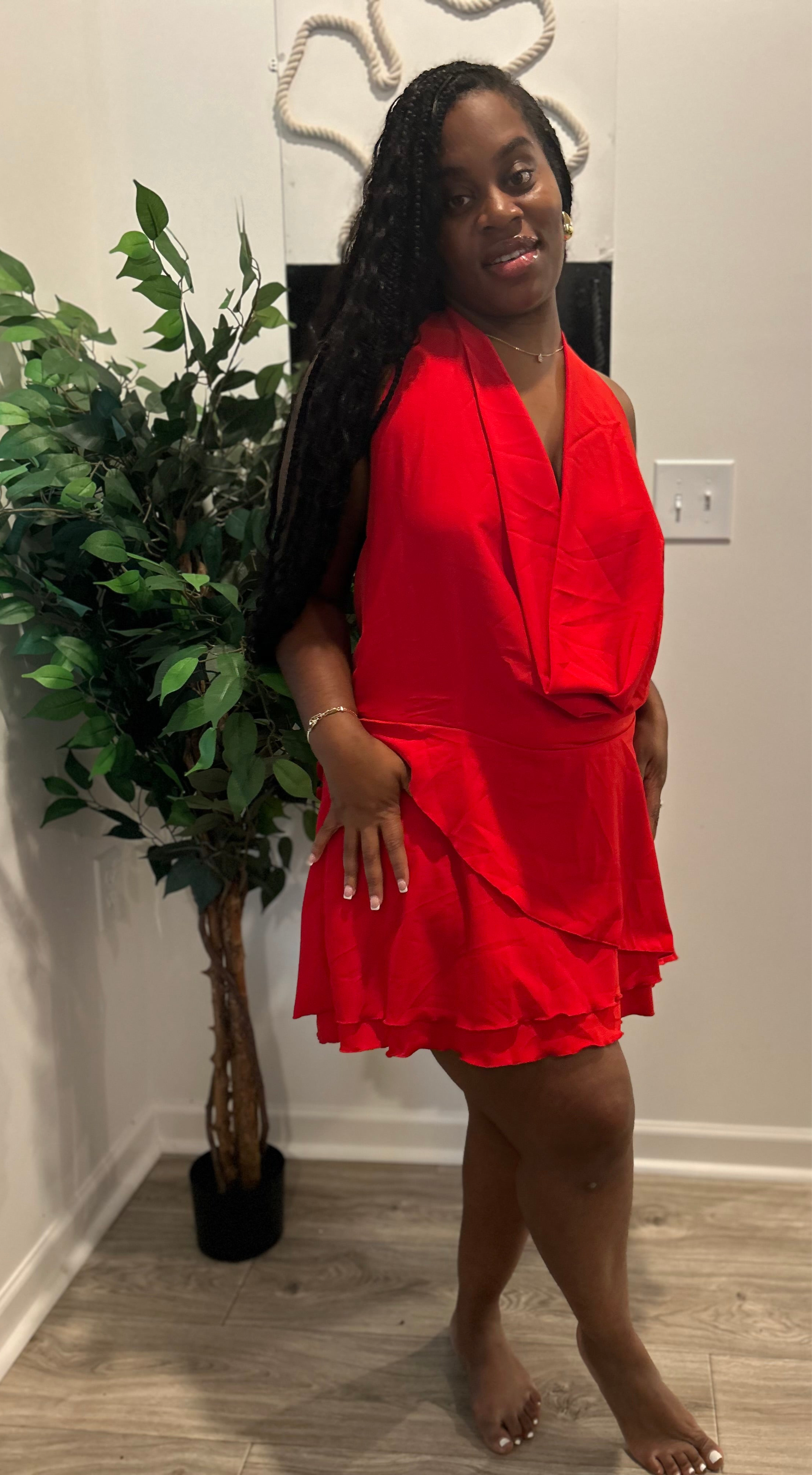 Red flair dress