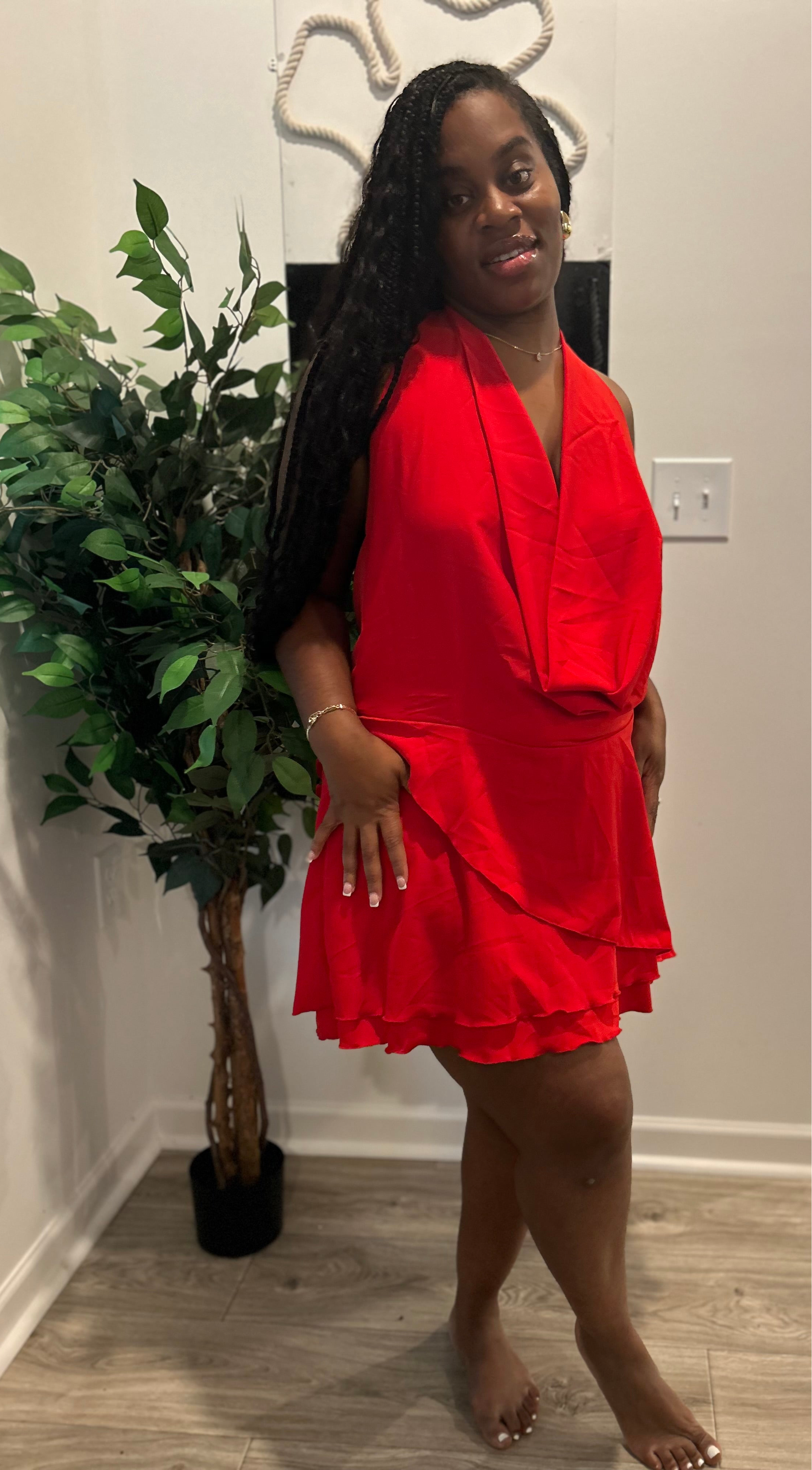 Red flair dress