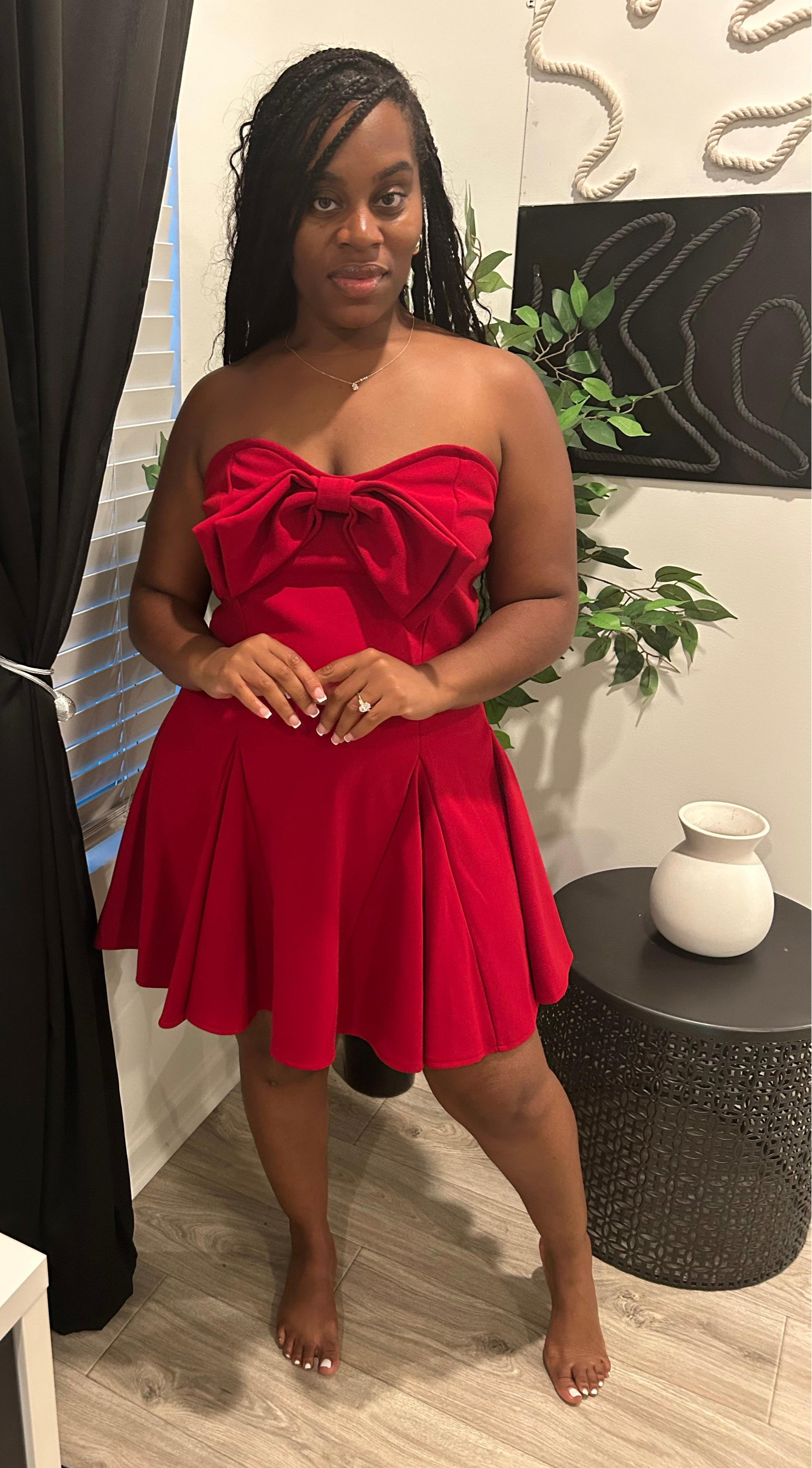 Burgundy bow dress