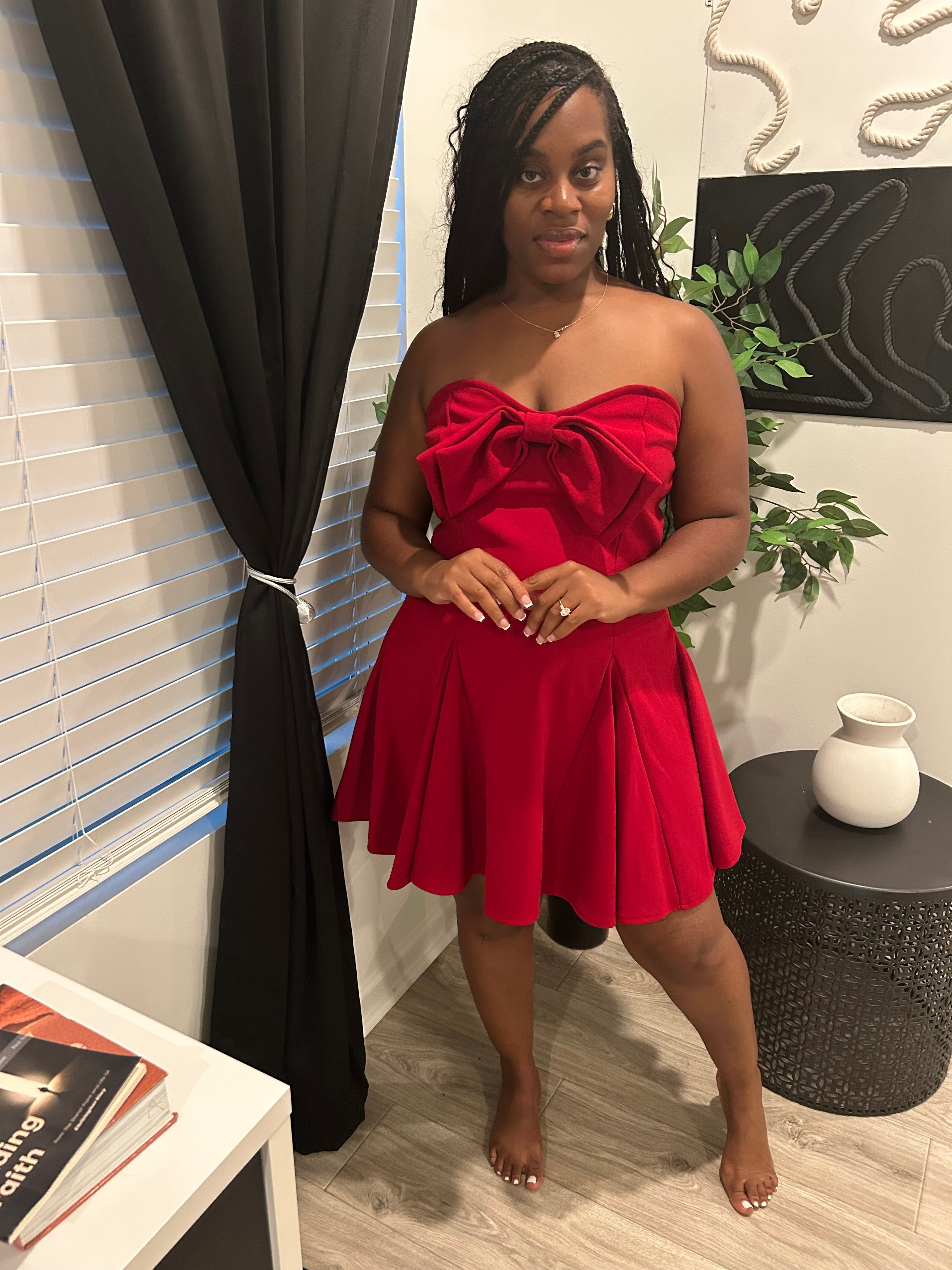 Burgundy bow dress