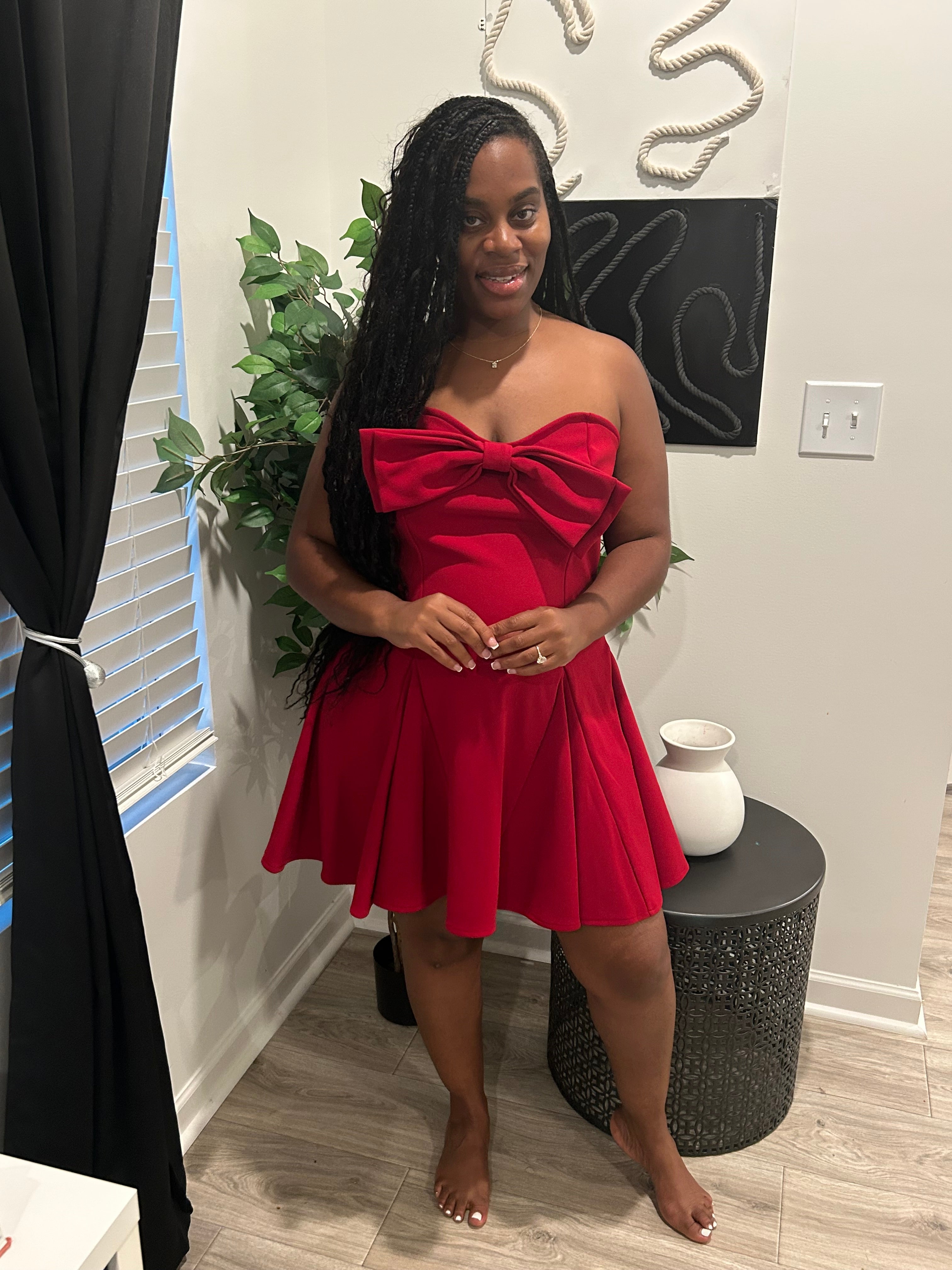 Burgundy bow dress