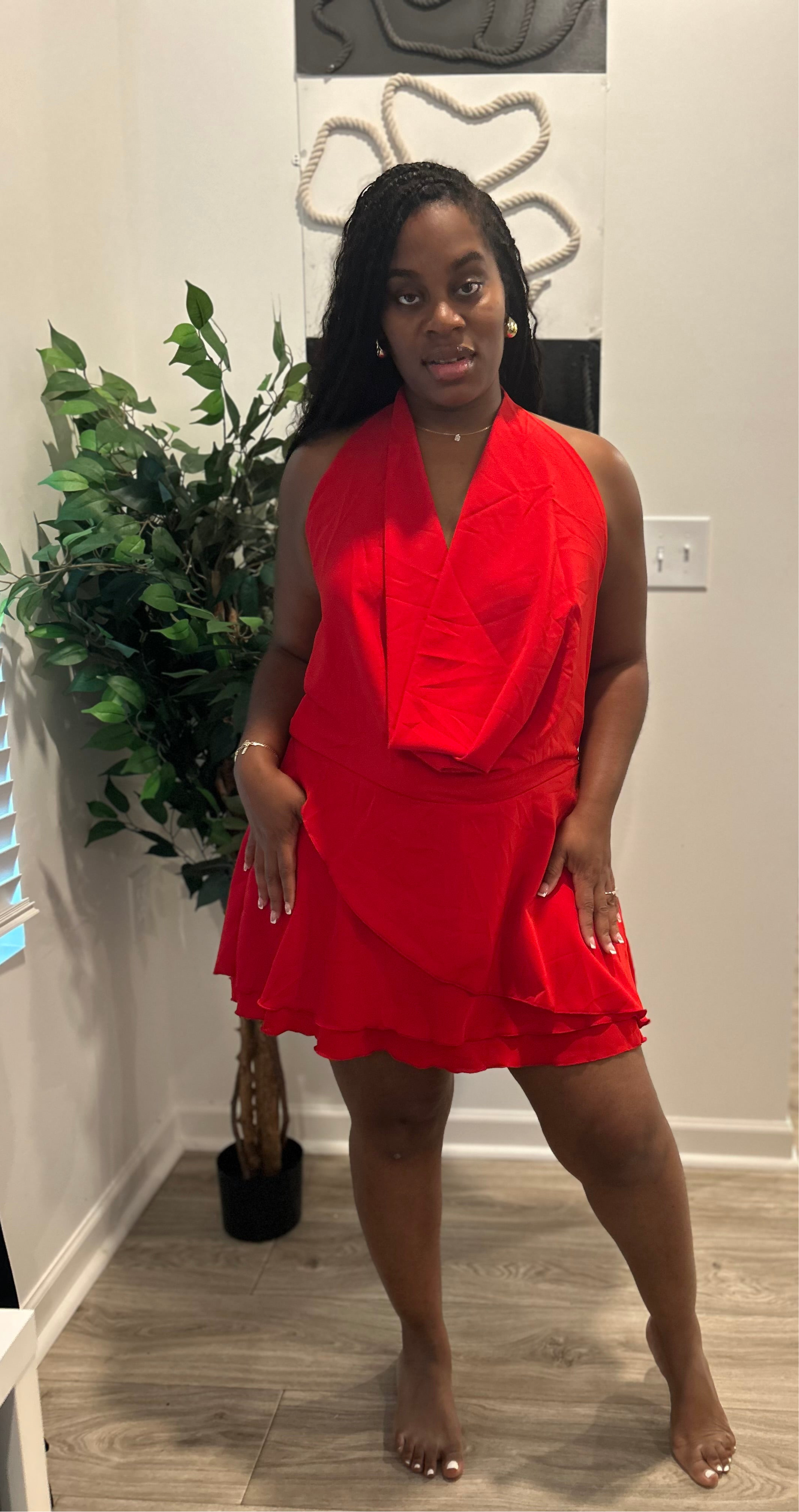 Red flair dress